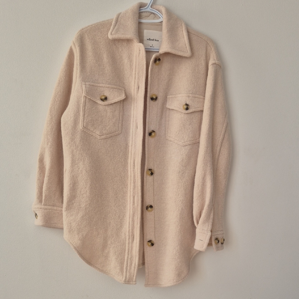 Aritzia Wilfred Free Ganna Shirt Jacket Wool Ivory S